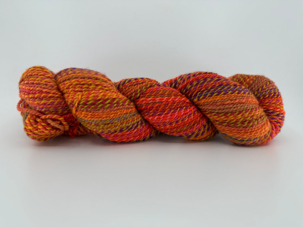 A skein of Feederbrook Farm Entropy DK yarn