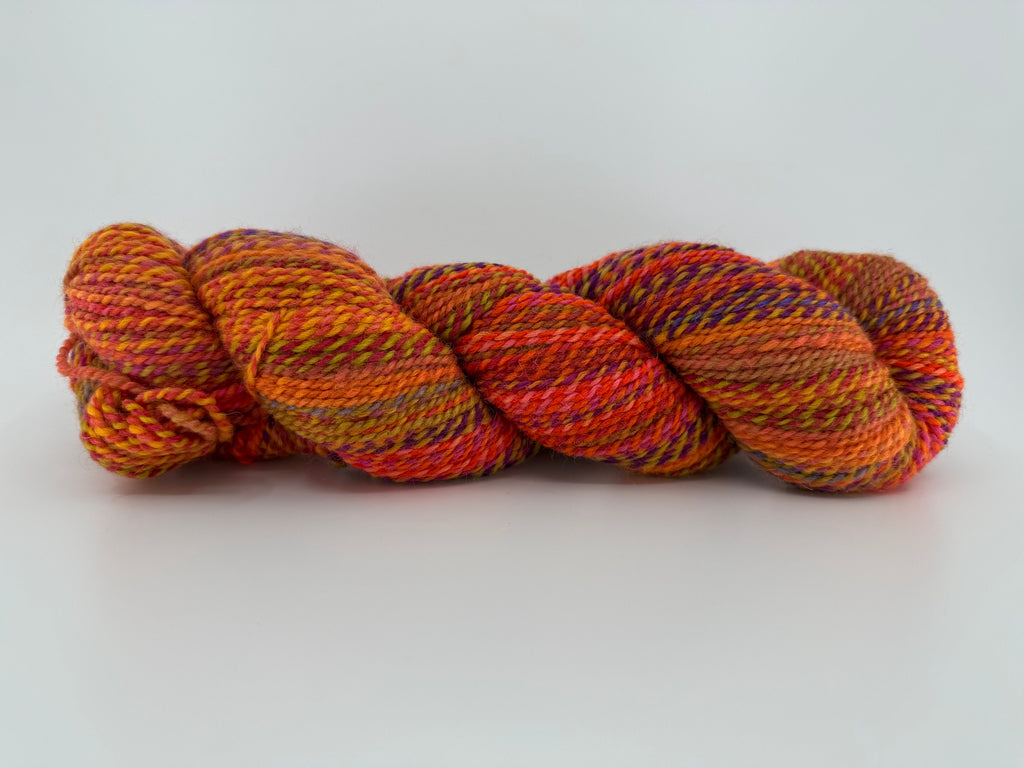 A skein of Feederbrook Farm Entropy DK yarn