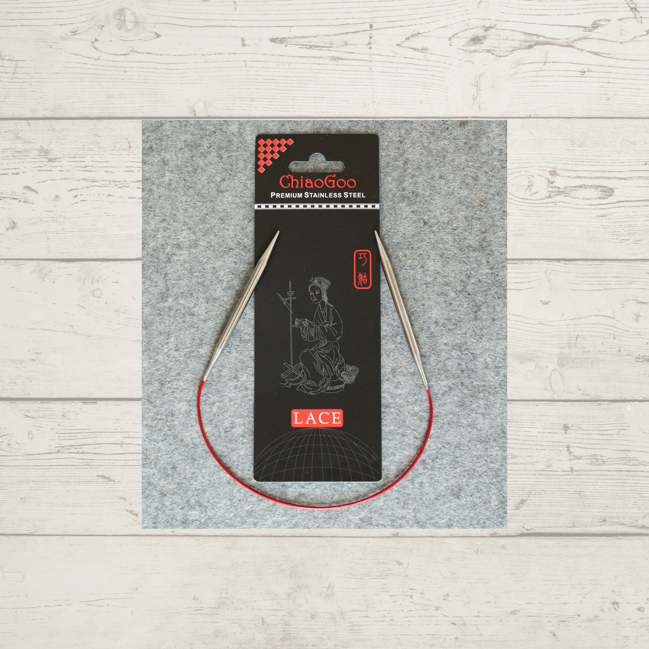 ChiaoGoo SS Red Lace 16" Circular Knitting Needle