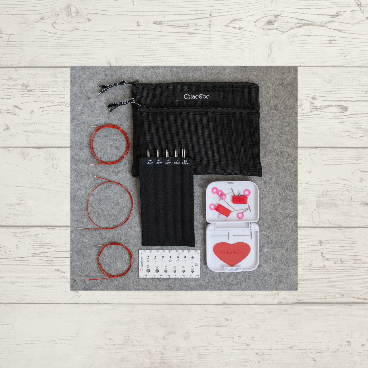 ChiaoGoo TWIST Mini Red Lace Interchangeable Knitting Needle Set, US 000-US1.5