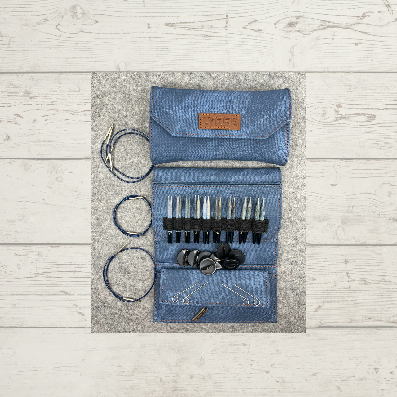 Lykke 3.5" Interchangeable Knitting Needle Set, shown in Indigo