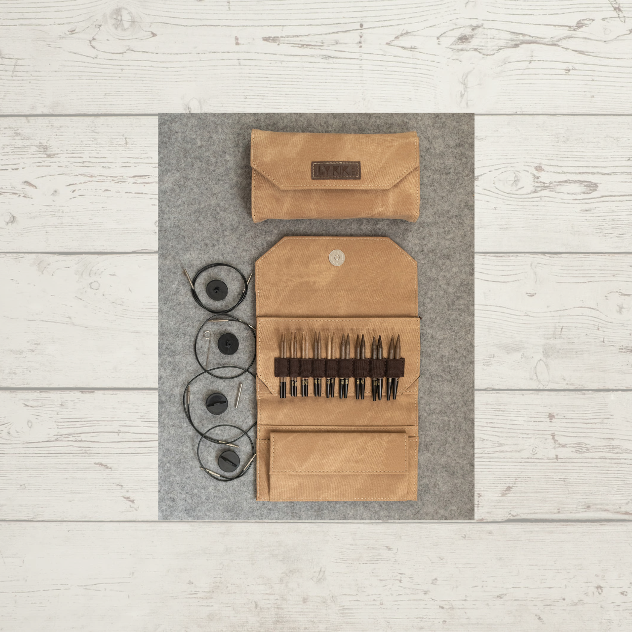 Lykke 3.5" Interchangeable Knitting Needle Set, shown in Umber