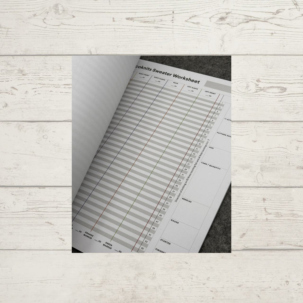 Cocoknits Worksheet Journal -- image shows one of the worksheets