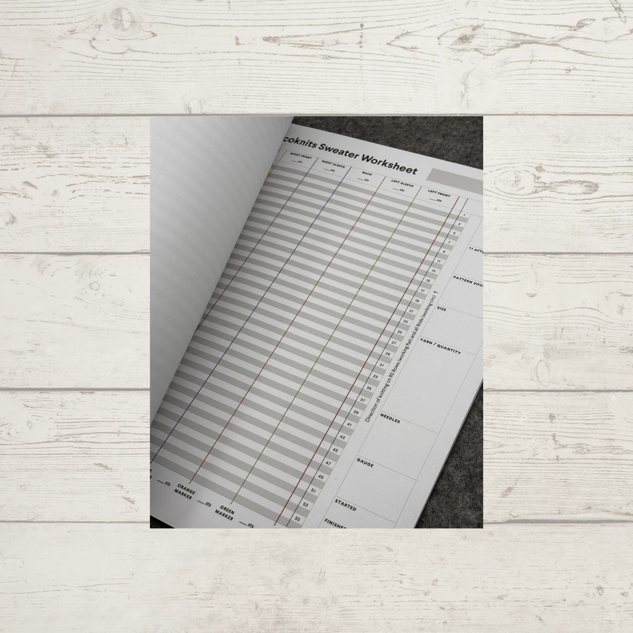 Cocoknits Worksheet Journal -- image shows one of the worksheets