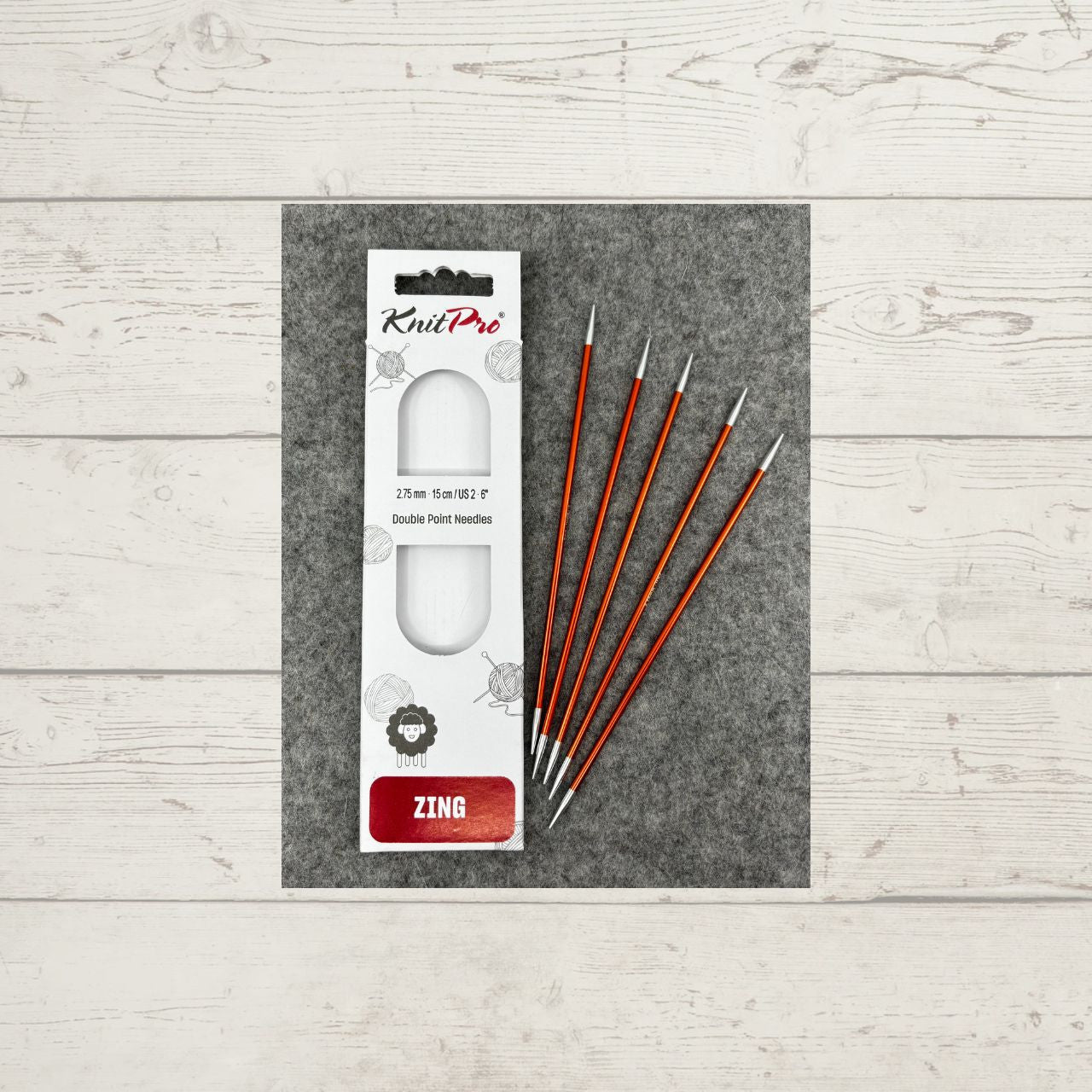 Zing 6" double-pointed knitting needles by KnitPro