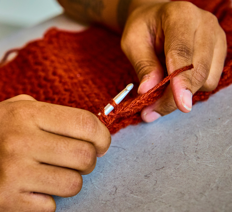 Hands crocheting